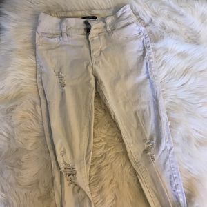 White Forever 21 Ripped Jeans